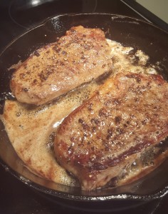 steaks cooking