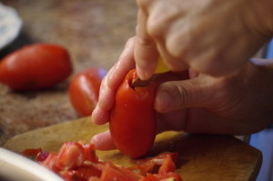 hulling tomatoes