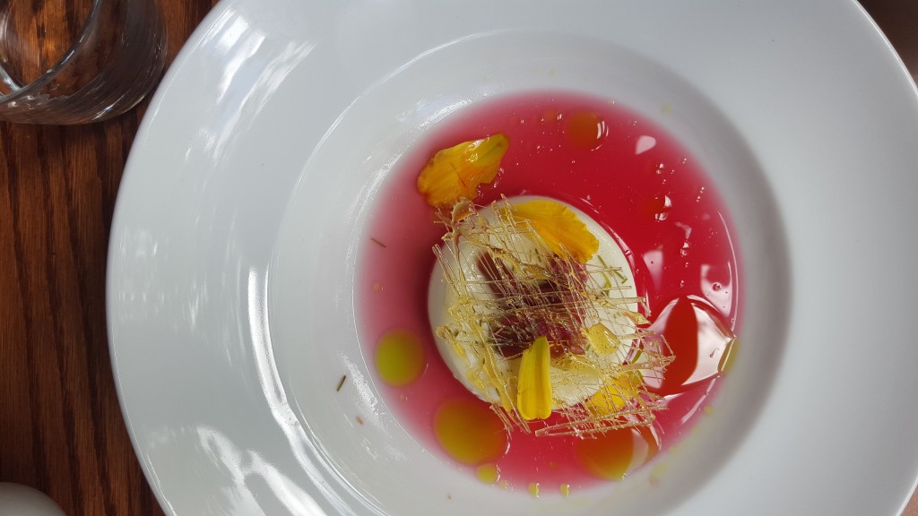 panna cotta with rhubarb syrup - river cafe