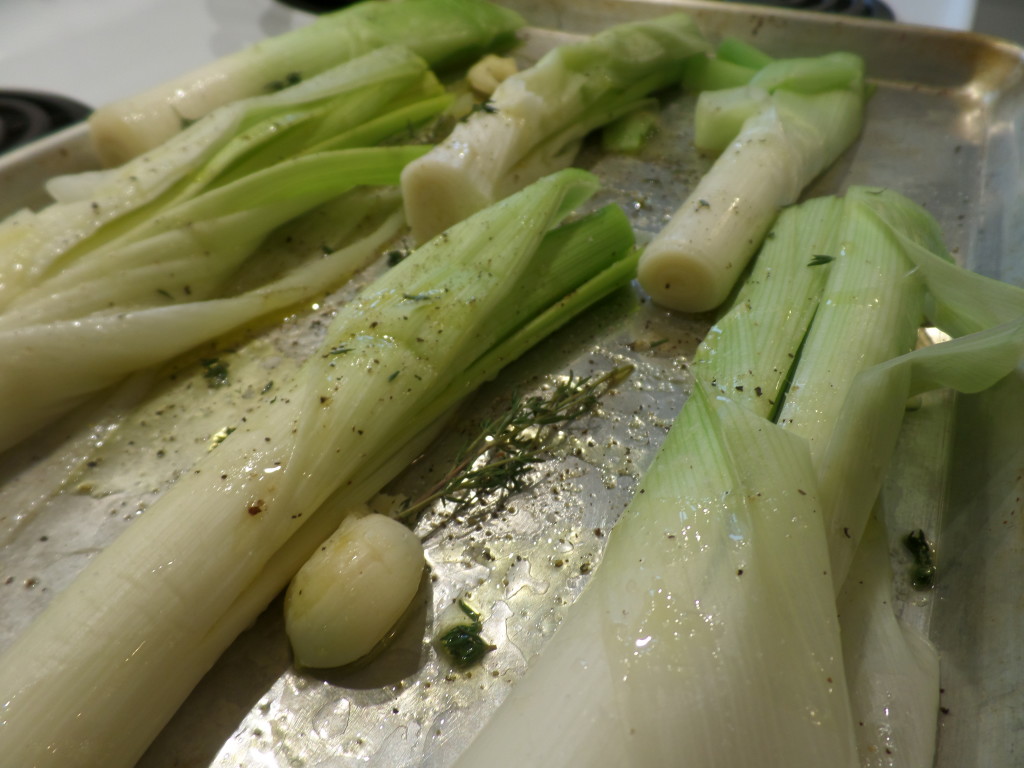 Oven roasted leeks