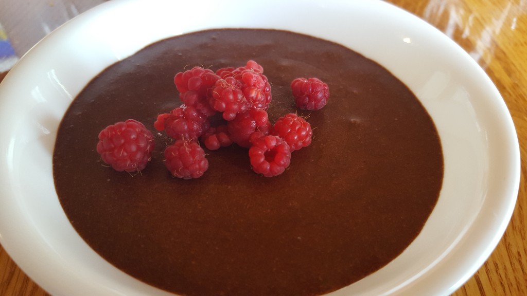 Wild Raspberries on Chocolate Mousse